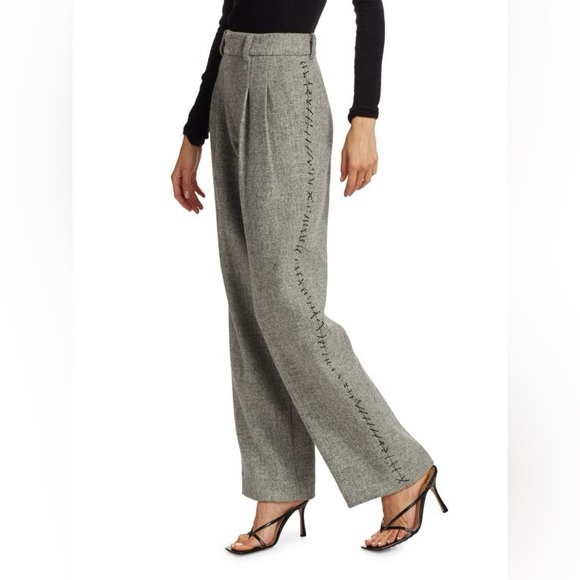 LIBERTINE NWT Greyscale Embellished Pleated Pants Size Large Wool Artsy - Picture 11 of 11